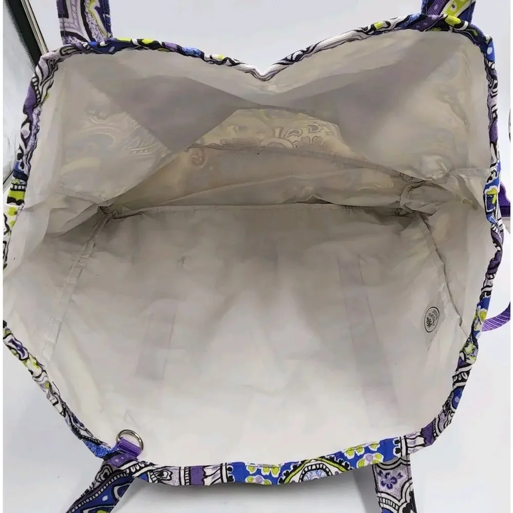 Laura Ashley Seaside Beach Tote Purple Green Paisley Bag Vacation Picnic